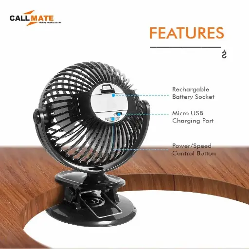 ABS USB FAN Portable USB Clip & Desk Hang Fan with Sturdy Clamp, Size: Small